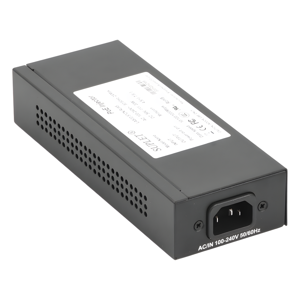 Inyector Super Hi-PoE / 56 Vcc / 30 Watts / Para Domos HIKVISION PTZ / IP (-AE / DE) / Soporta 802.3 af /at / Para Aplicaciones de CCTV