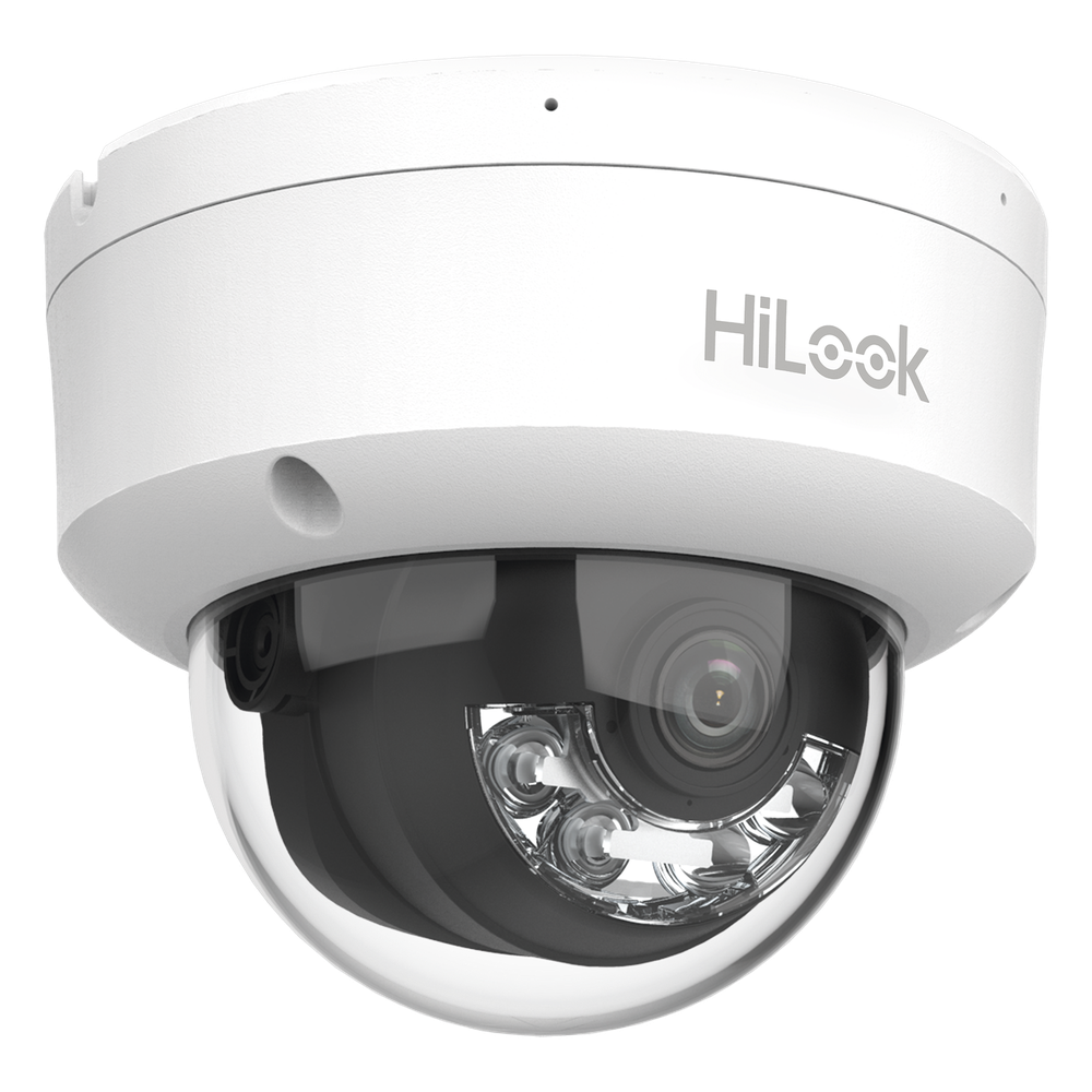 [Dual Light] HiLook Series / Domo IP de 4 Megapixel / Uso en interior / Lente 2.8 mm / 20 mts IR + 20 mts Luz Blanca / Micrófono Integrado / ACUSENSE Lite / PoE / dWDR / H.265+ / ONVIF