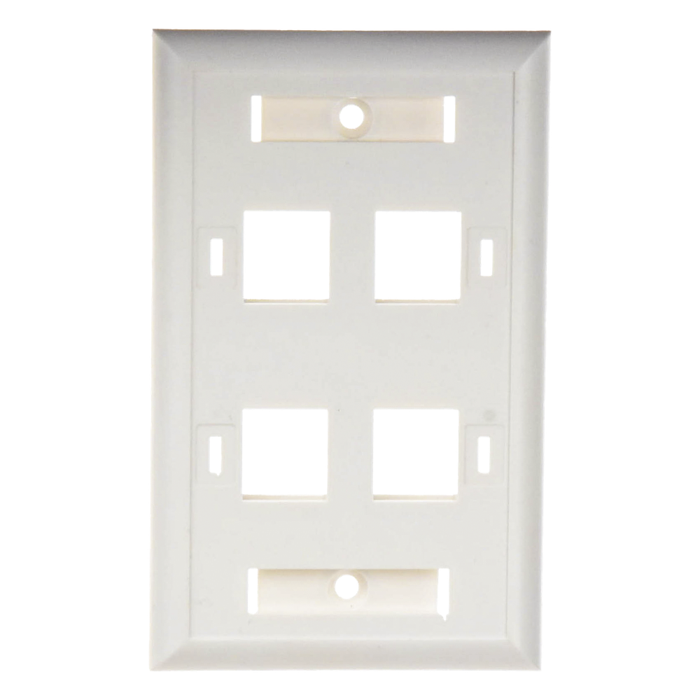 Placa de Pared de 4 Puertos, Keystone, con Espacio para Etiqueta, Color Blanco