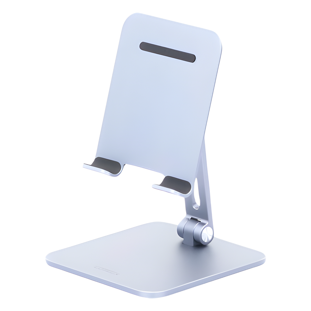 Soporte de Aluminio para IPad & Tablet | Plegable |Angulo Ajustable de 180° y 270° | Base Antideslizante | Protección  de Silicona | Amplia Compatibilidad con dispositivos de 7.9'' a 12.9'' | Aluminio Solido | Color Gris