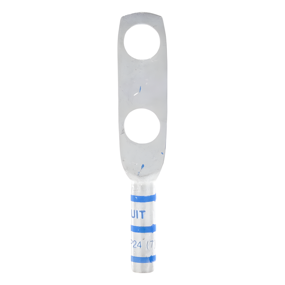 Zapata de compresión LCC6-38D-L para cal. 6 Awg, Doble barreno para tornillo prisionero de 3/8, Espaciado de orificio 25.4mm, 1 Pz