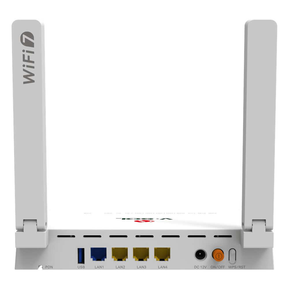 ONU GPON/EPON con Wi-Fi 7 / 1 Puerto 2.5 Gigabits/ 3 Puertos Gigabit / Puerto PON SC/UPC, Hasta 3600 Mbps