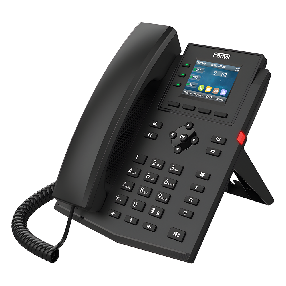Teléfono 2 Hilos para switch PN8 y PN24 /empresarial para 4 líneas SIP con pantalla LCD de 2.4 pulgadas a color, Opus y conferencia de 6 vías, PoE.
