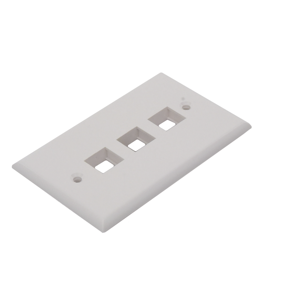 Placa de Pared de 3 Puertos, Keystone, Color Blanco