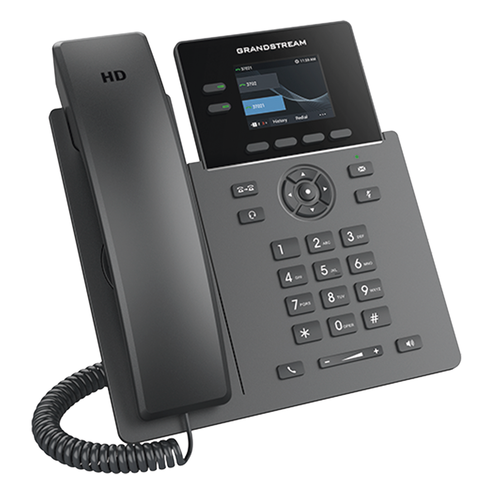 TELÉFONO IP POE GRADO OPERADOR DE 2 LÍNEAS / PANTALLA LCD TFT 2.4 PULGADAS COLOR / 8 BOTONES VIRTUALES MULTIUSO / SEGURIDAD CARRIER-GRADE / COMPATIBLE CON GDMS / AUDIO HD / CONFERENCIAS DE AUDIO 5 VÍAS