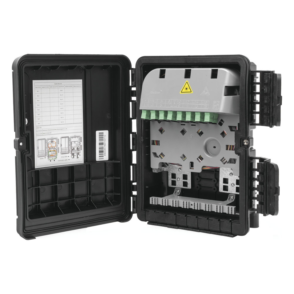 Cierre de Empalme para 20 Fusiones de Fibra Óptica, Exterior, 8 Acopladores SC/APC, Incluye Splitter 1x8, IP65 Versión Cargada