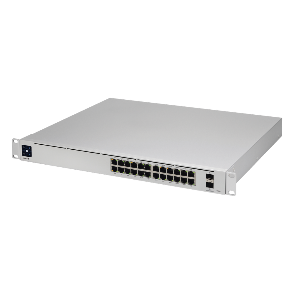UniFi Switch USW-Pro-24-POE Gen2, con funciones capa 3, de 24 puertos PoE 802.3at/bt + 2 puertos 1/10G SFP+, 400W, pantalla informativa