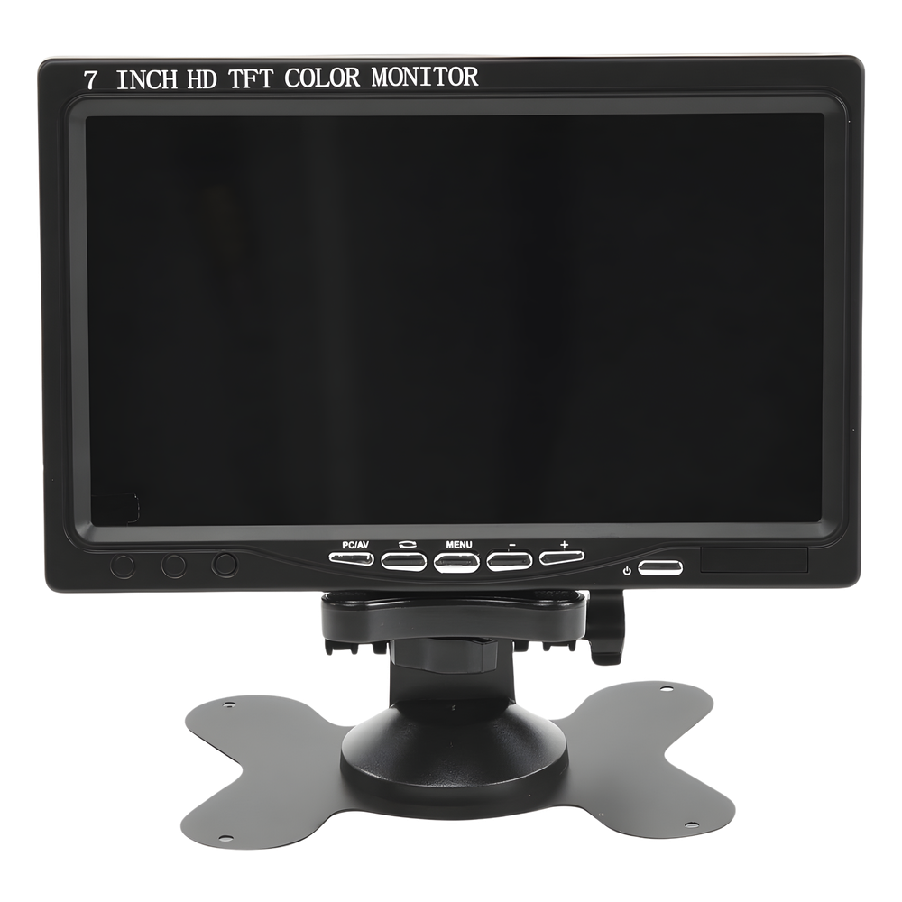 Monitor 7" TFT-LCD ideal para colocar en vehículos o DVR/NVR.  Entradas de video HDMI, VGA y RCA (CVBS)