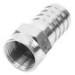 Conector F Macho, Plegable de Doble Blindaje para cable RG-59, Cuerpo de Bronce Niquelado.