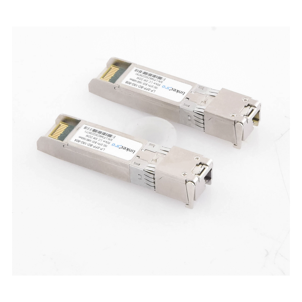 Transceptores Ópticos Bidireccionales SFP+ (Mini-Gbic) / Monomodo 1490 & 1550 nm / 10 Gbps / 10GBASE-BX / Conector LC/UPC Simplex / DDM / Hasta 80 km / 2 Piezas