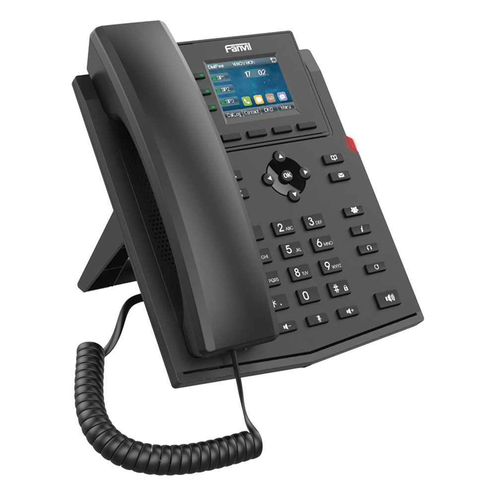 Teléfono IP empresarial para 4 líneas SIP con pantalla LCD de 2.4 pulgadas a color, Opus y conferencia de 3 vías, PoE.