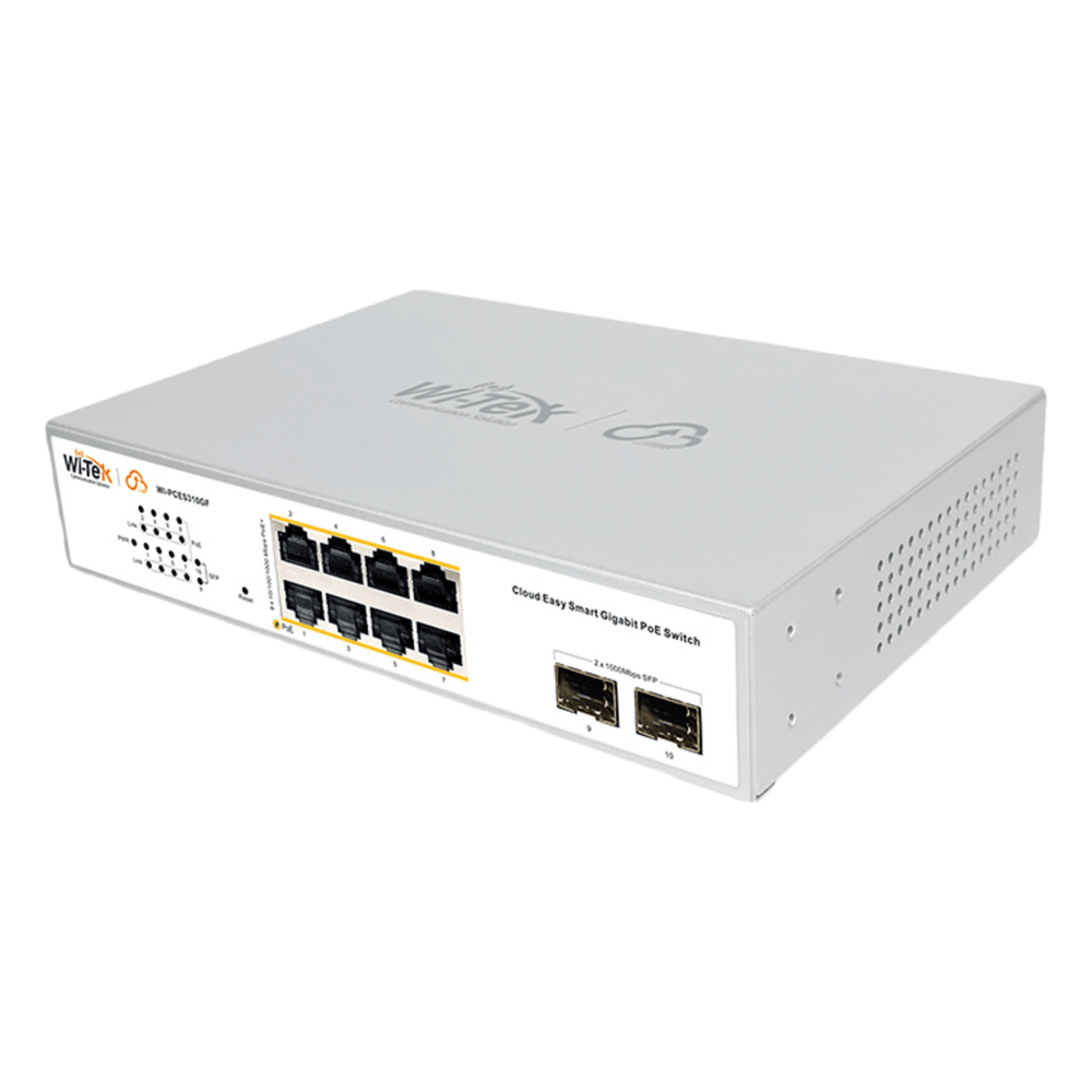 Switch Administrable PoE  / 8 puertos PoE af/at Gigabit /  2 x SFP Gigabit / Administración Cloud Gratuita / Presupuesto 120 W