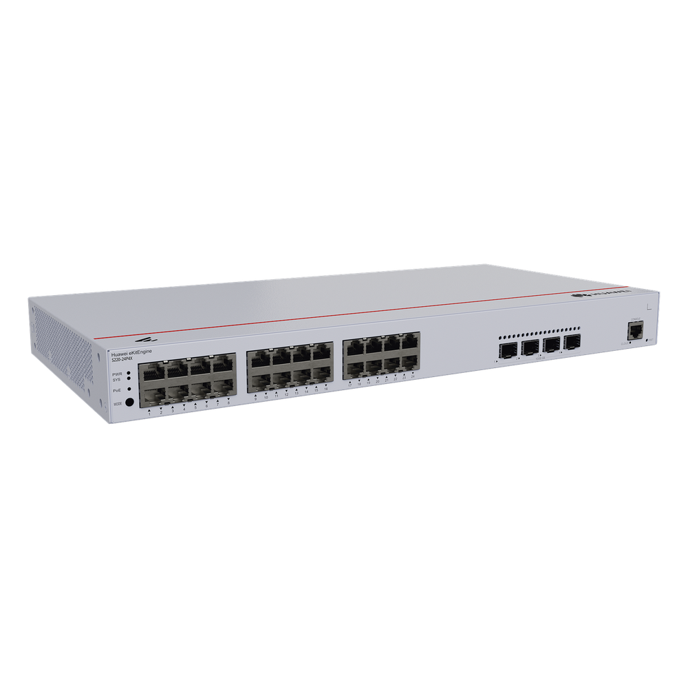 Switch de Acceso eKit Administrable / Capa 2 / 24 Puertos PoE+ Gigabit + 4 Puertos SFP+/SFP + Puerto de Consola  / Poe Perpetuo / Presupuesto PoE 400 W / Sin Licenciamiento