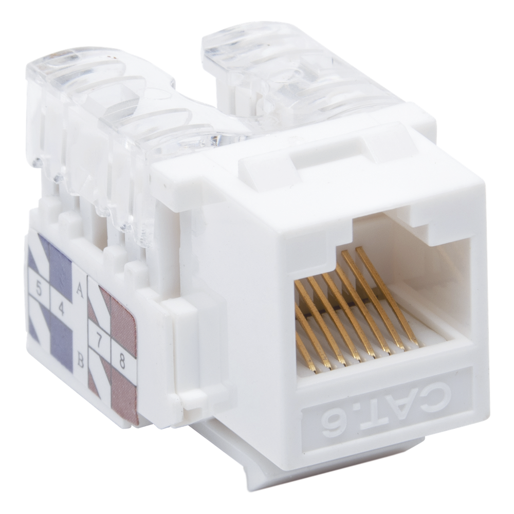 Módulo Jack Keystone Cat6 con Terminación 110 (Punchdown) para Faceplate - Color Blanco