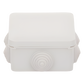 Caja Estanca, Derivación, Conexión de Plástico (89 X 89 X 50 mm) con 7 Glándulas de Goma. Para Instalaciones Comerciales,  Residenciales e Industriales. Cerrado a Presión.