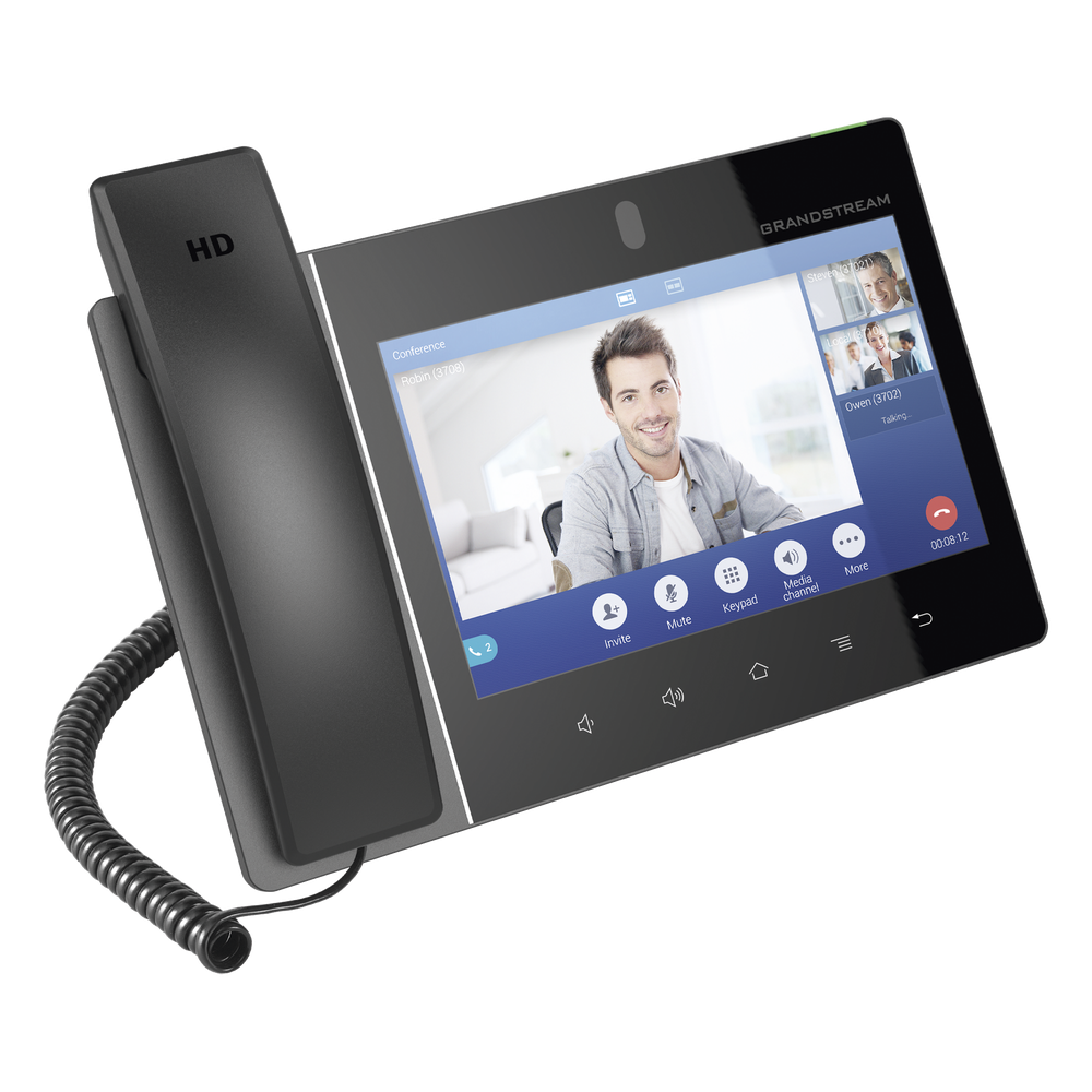 Teléfono IP Android 11, 16 líneas SIP con 16 cuentas, pantalla táctil  8", puertos Gigabit, Wi-Fi, Bluetooth, PoE, codec Opus, IPV4/IPV6 con gestión en la nube GDMS