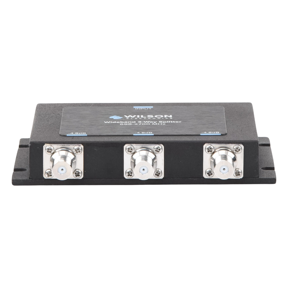 Divisor de potencia de 3 vías para la distribución de señal a tres antenas de servicio | 4.8 dB de pérdida por puerto | Conectores F hembra