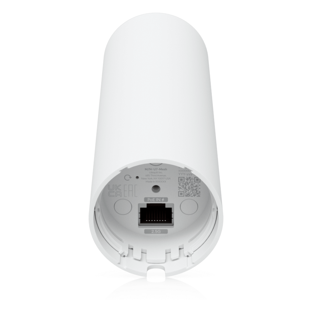 U7-Mesh - Punto de Acceso WiFi 7 para Interior y Exterior Mesh, Uplink 2.5 GbE, Cobertura de hasta 140 m² y Capacidad para 200+ Clientes, Montaje en Pared, Poste o Escritorio