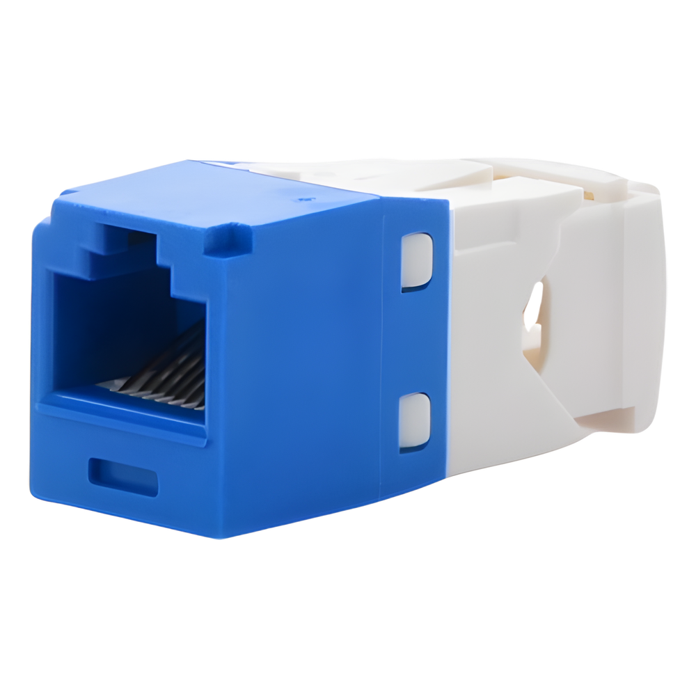 Conector Jack RJ45 Estilo TG, Mini-Com, Categoría 6, de 8 Posiciones y 8 Cables, Color Azul
