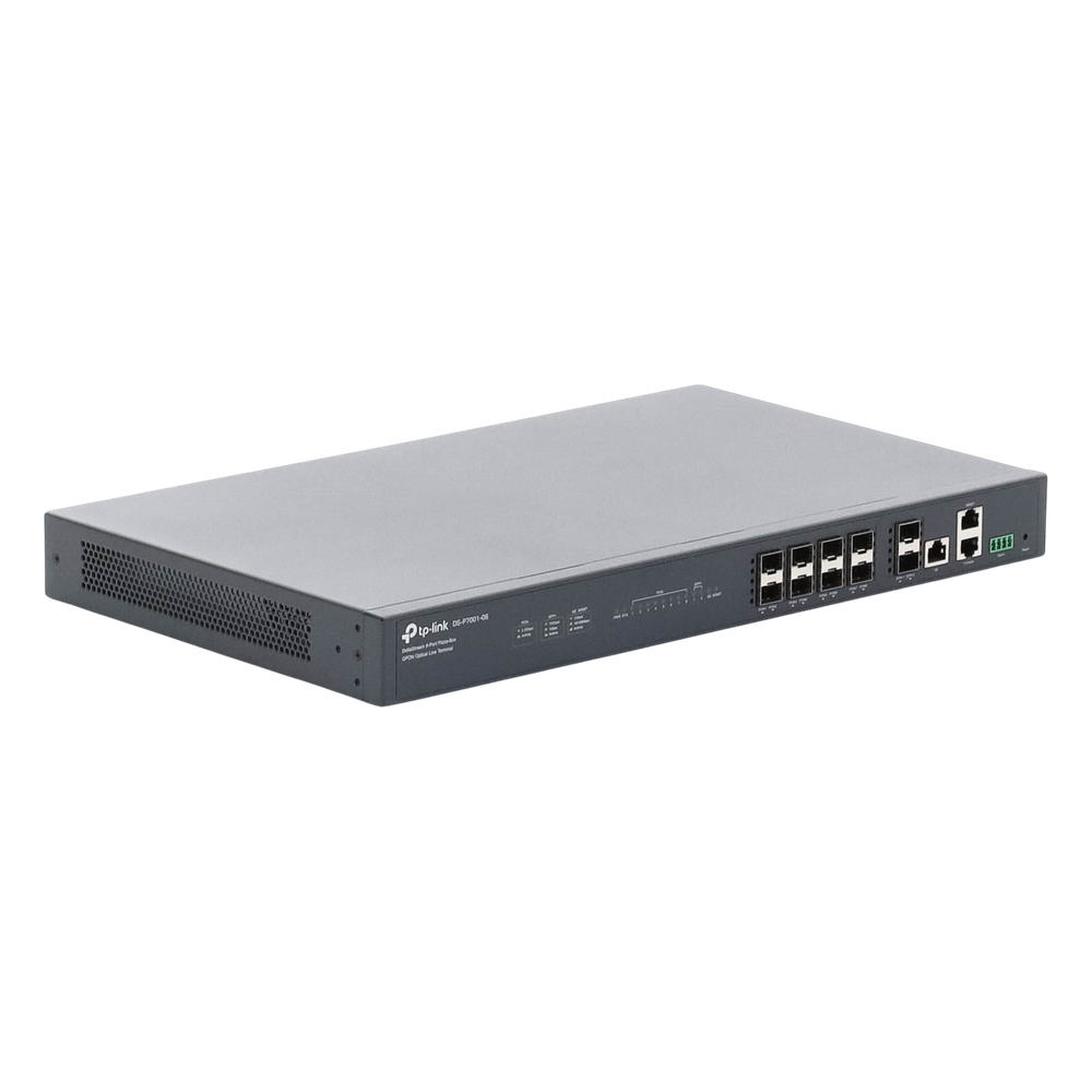 Deltra Stream - OLT de 8 Puertos GPON  / Conexión Hasta 1,024 ONUs / 1 Puerto Gigabit RJ45 Uplink / 2 Puertos SFP+ 10GbE Uplink / Fuentes Redundantes AC-AC (incluidas) /  Administración desde la Nube Sin Costo (DPMS)