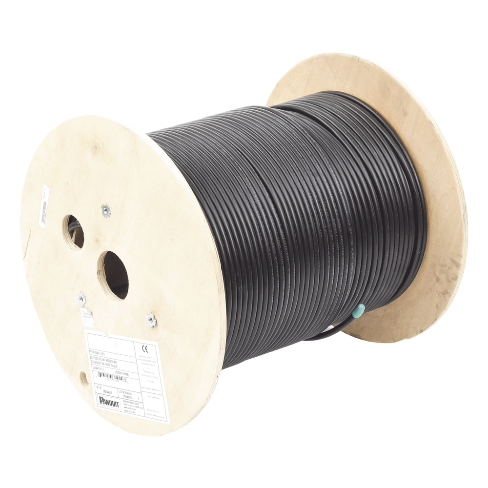 Bobina de Cable Planta Externa con Gel, de 4 Pares, Cat6A, Blindado F/UTP, Color Negro, 305 Metros (1000 Pies)