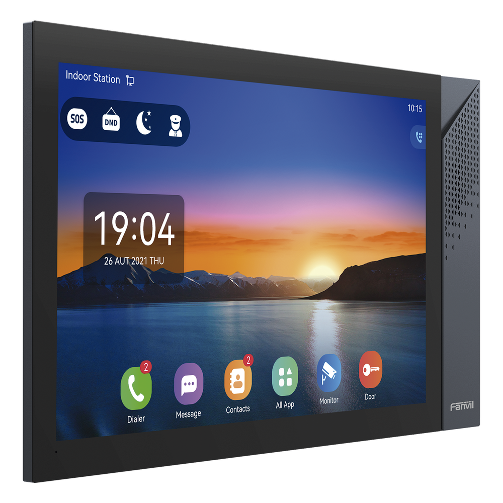 Monitor IP/SIP para interior con Android, Wi-Fi, Bluetooth, Pantalla táctil de 10.1", audio de 2 vías, PoE, 8 interfaces de entrada de alarma.