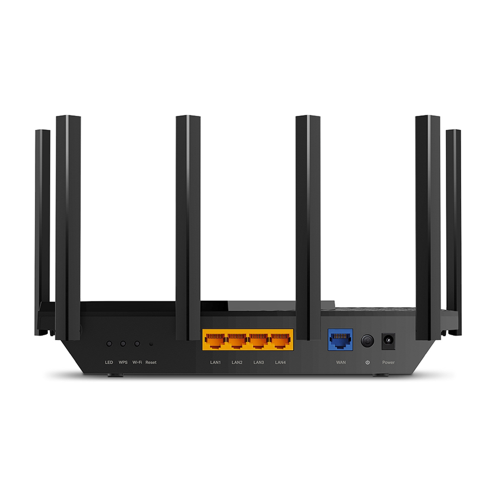 Router WiFi 6 Doble Banda / AX5400 MU-MIMO 4X4 y OFDMA / 1 puerto WAN 10/100/1000 Mbps / 4 puertos LAN 10/100/1000 Mbps / 1 puerto USB 3.0 /  6 potentes antenas / Administración App (Tether) o Página web / Protección HomeShield