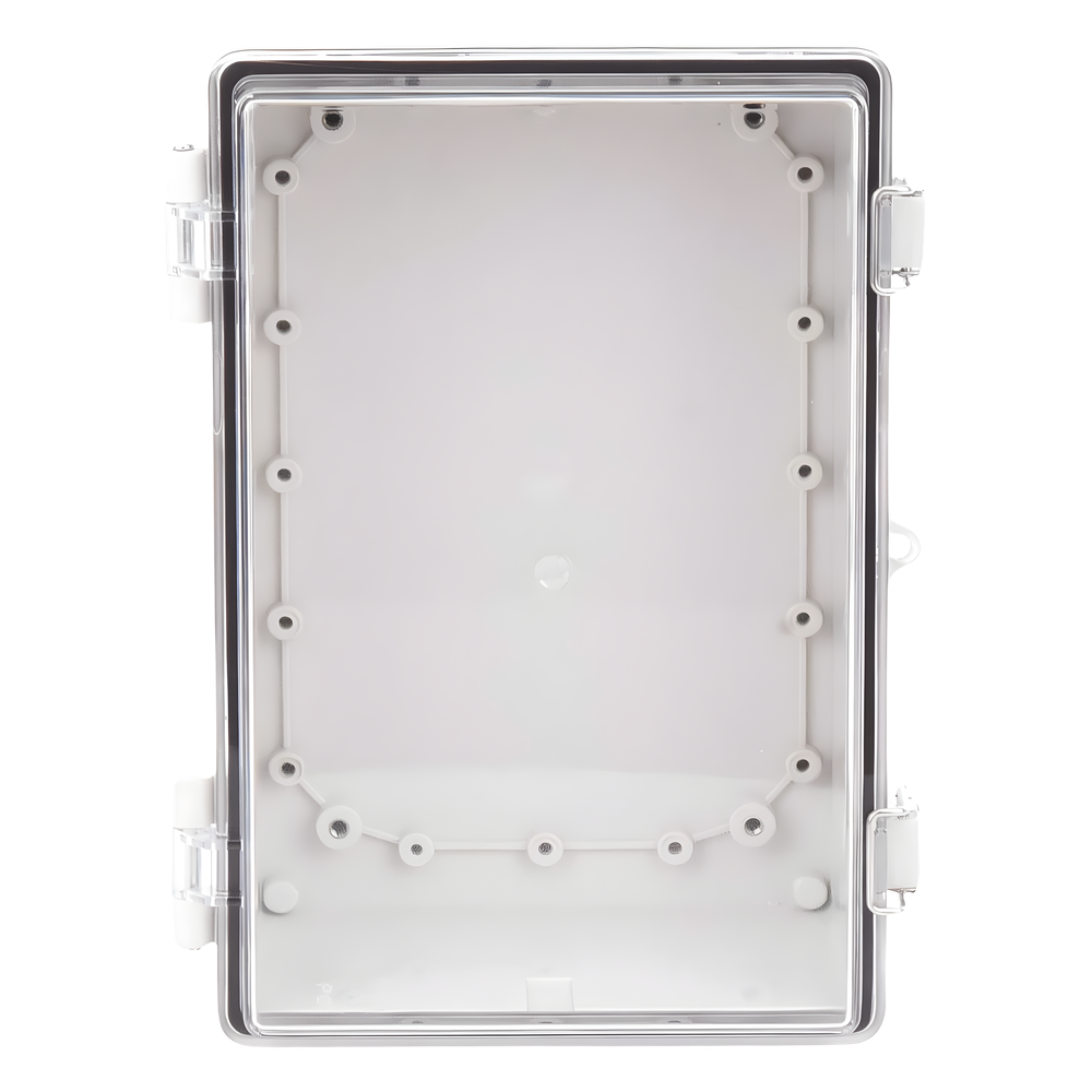 Gabinete Plástico ABS, Puerta Transparente, Uso en Intemperie IP66 (190 x 290 x 140 mm) cierre por Broche Inoxidable y Permite Cerrado con Candado y Llave (Perno 5mm) No Incluido