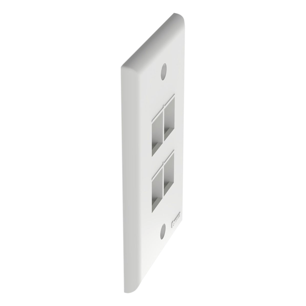 Placa de Pared Vertical, Salida Para 4 Puertos Keystone, Color Blanco
