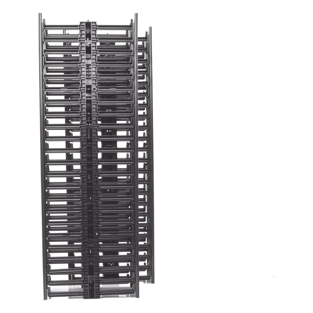 Organizador Vertical NetRunner, Doble (Frontal y Posterior), para Rack Abierto de 45 Unidades, 6.7in de Ancho, Color Negro