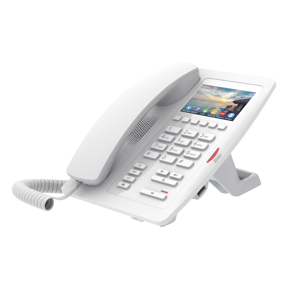 (H5W Color Blanco)Teléfono IP WiFi para Hotelería, profesional de gama alta con pantalla LCD de 3.5 pulgadas a color, 6 teclas programables para servicio rápido (Hotline) PoE