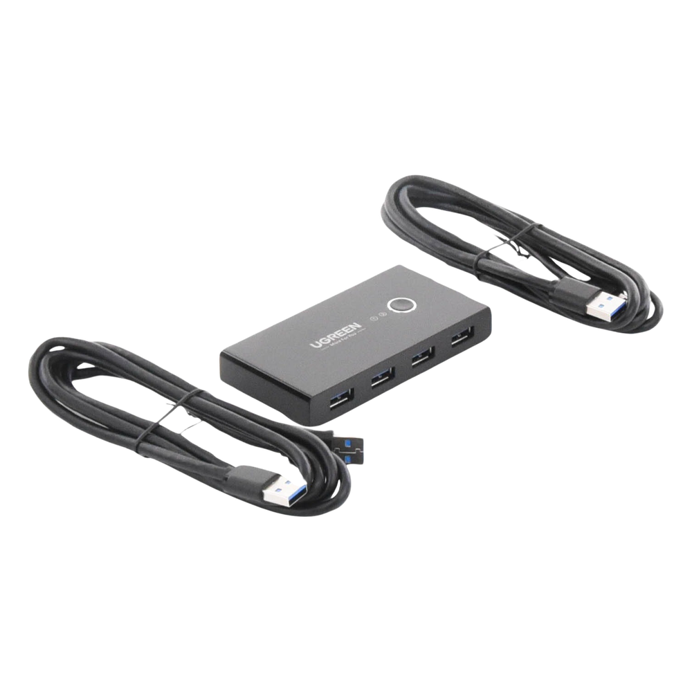 Conmutador USB para Compartir 4 Puertos USB 3.0 a 2 PC Ìs | Cambio Mediante Botón | Incluye Dos Cables USB de 1.5 m | ABS | Permite que 2 Usuarios Compartan 4 Dispositivos Periféricos USB3.0, como una impresora, un escáner, etc.