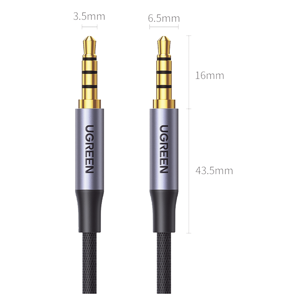 Cable Auxiliar de 3.5mm / Cable Audio Estéreo / Núcleo de Alambre de Cobre Esmaltado / Carcasa de Aluminio Azul + Nylon Trenzado /  Soporta Micrófono / 2 Metros