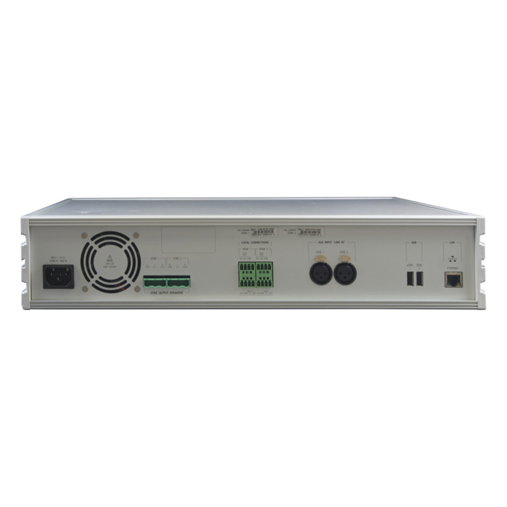 ETAPA DE POTENCIA DIGITAL 4x120W 100V  MILLENNIUM IP CON CONECTIVIDAD IP LAN, SUPERVISON, CALIDAD DE SONIDO HQ PARA 4 ZONAS, EN FORMATO RACK 2U