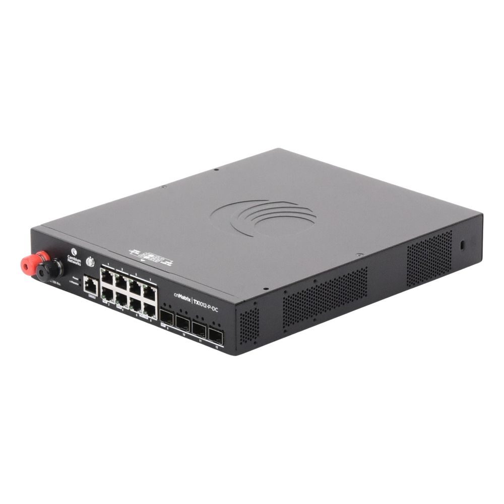 Switch cnMatrix WISP TX1012-DC-P de 8 puertos PoE y 4 SFP+, 170 W PoE Budget, Capa 2, gestión gratuita desde la nube, para corriente directa