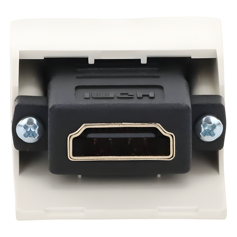 Módulo Acoplador HDMI 2.0, Hembra a Hembra Tipo-A, Categoría 2, Uso en 2 Puertos Mini-Com, Color Blanco Mate