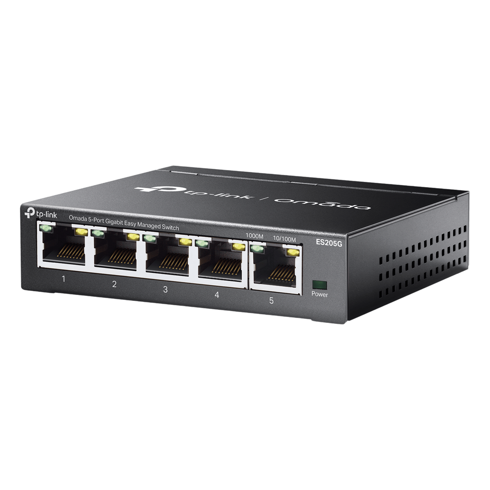 Switch Gestionado Omada SDN / 5 Puertos Gigabit RJ45 / 10 Gbps Capacidad Switching / 7.4 Mpps Forwarding Rate / Gestión Cloud Centralizada / VLAN 802.1Q / QoS 8 Colas Prioridad / Metal Fanless