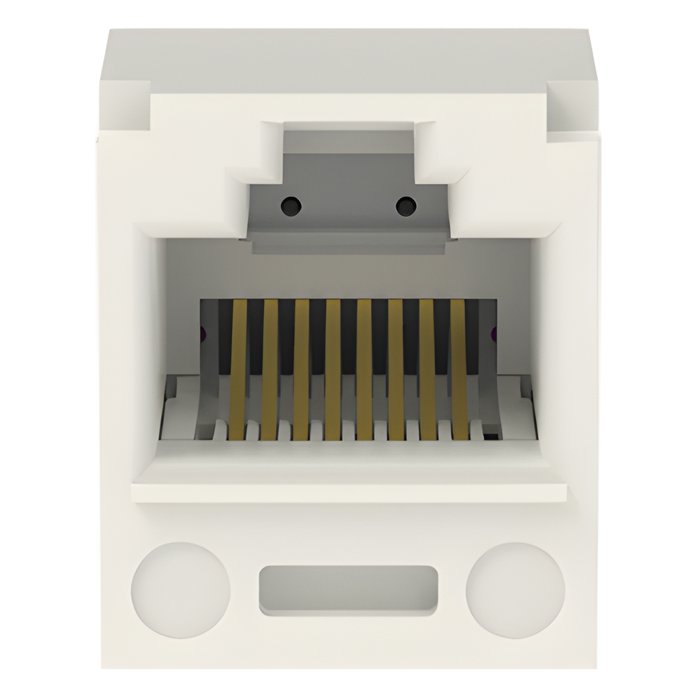 Conector Jack RJ45 Estilo TP, Mini-Com, Categoría 6, de 8 Posiciones y 8 Cables, Color Blanco Mate