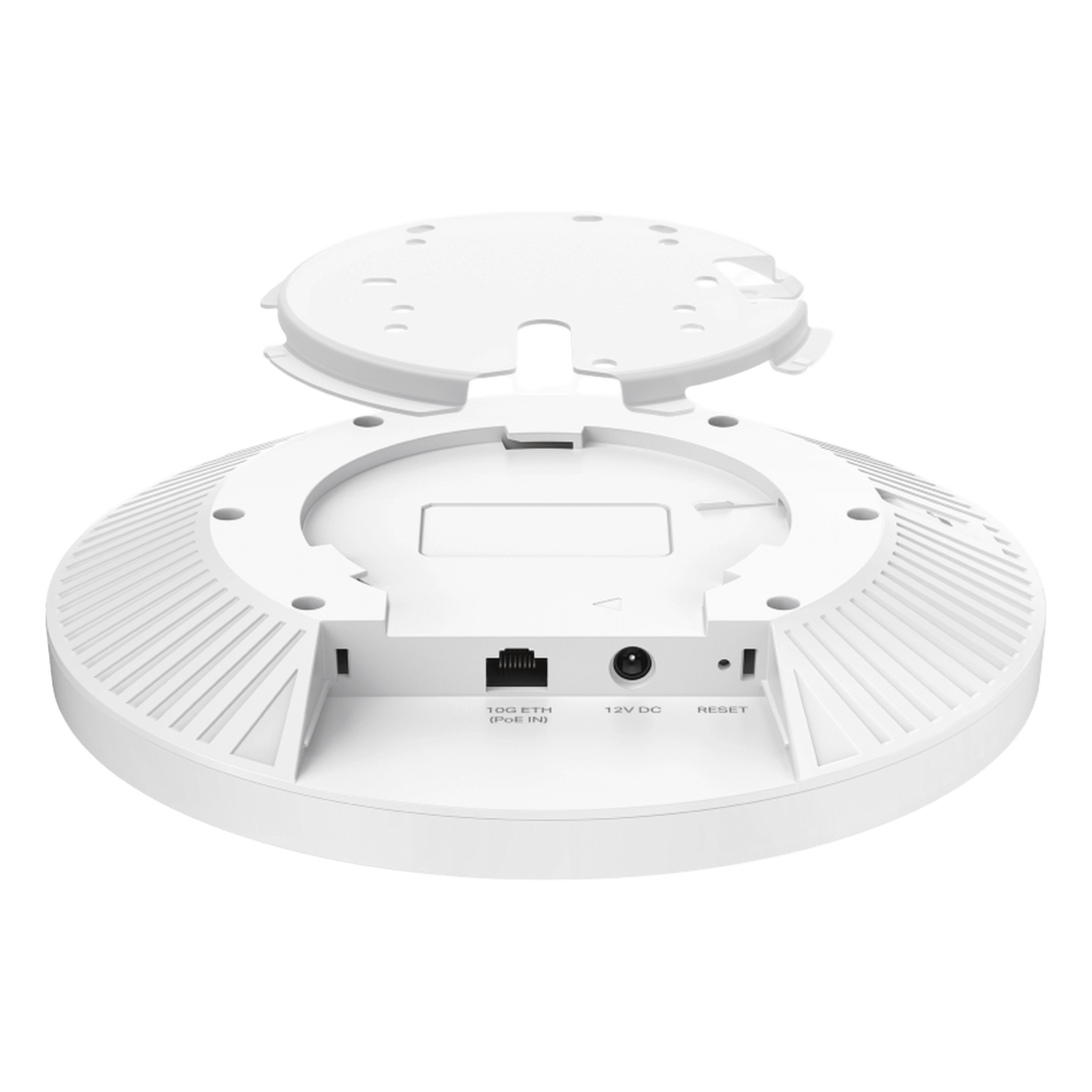 Punto de Acceso Omada / Wi-Fi 7 BE12000 MU-MIMO 4x4 / 1 Puertos 10/2.5 Gbps / Mesh Omada / Operaciones Multiencale (MLO) / Configuración por Controlador o Stand-Alone / Para Montaje en Techo/pared / Alimentación PoE+