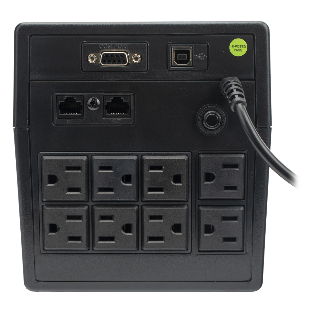 UPS 1000VA/600 W Línea Interactiva 120Vca / 8 tomas 5-15R (6 Respaldadas) / Regulación de Voltaje / Protección RJ45