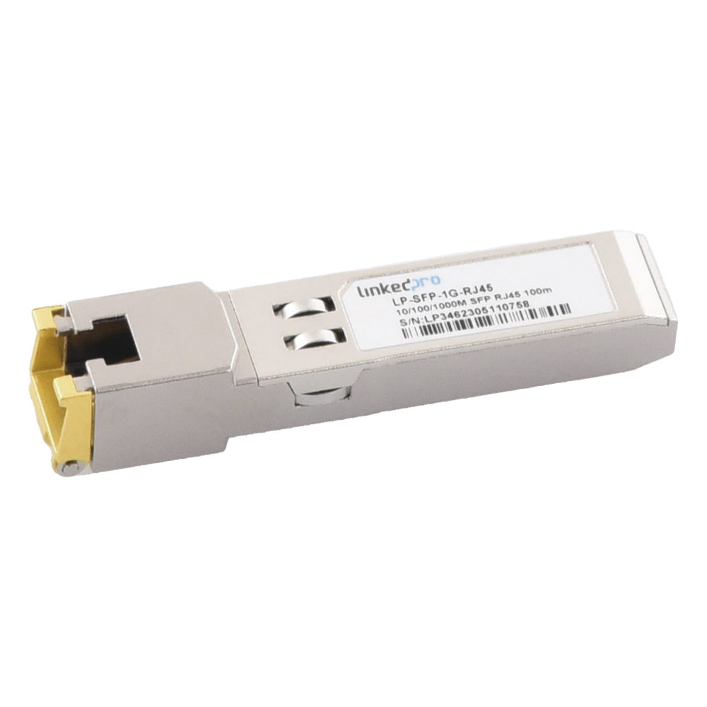 Transceptor Óptico SFP a RJ45 / Auto negociación 10/100/1000 Mbps / Conector RJ45 / 1000BASE-T / Distancia de hasta 100 m.