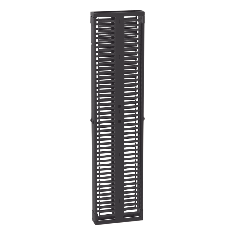 Organizador Vertical PatchRunner™, Doble (Frontal y Posterior), Para Rack Abierto de 45 Unidades, 6in de Ancho, Color Negro