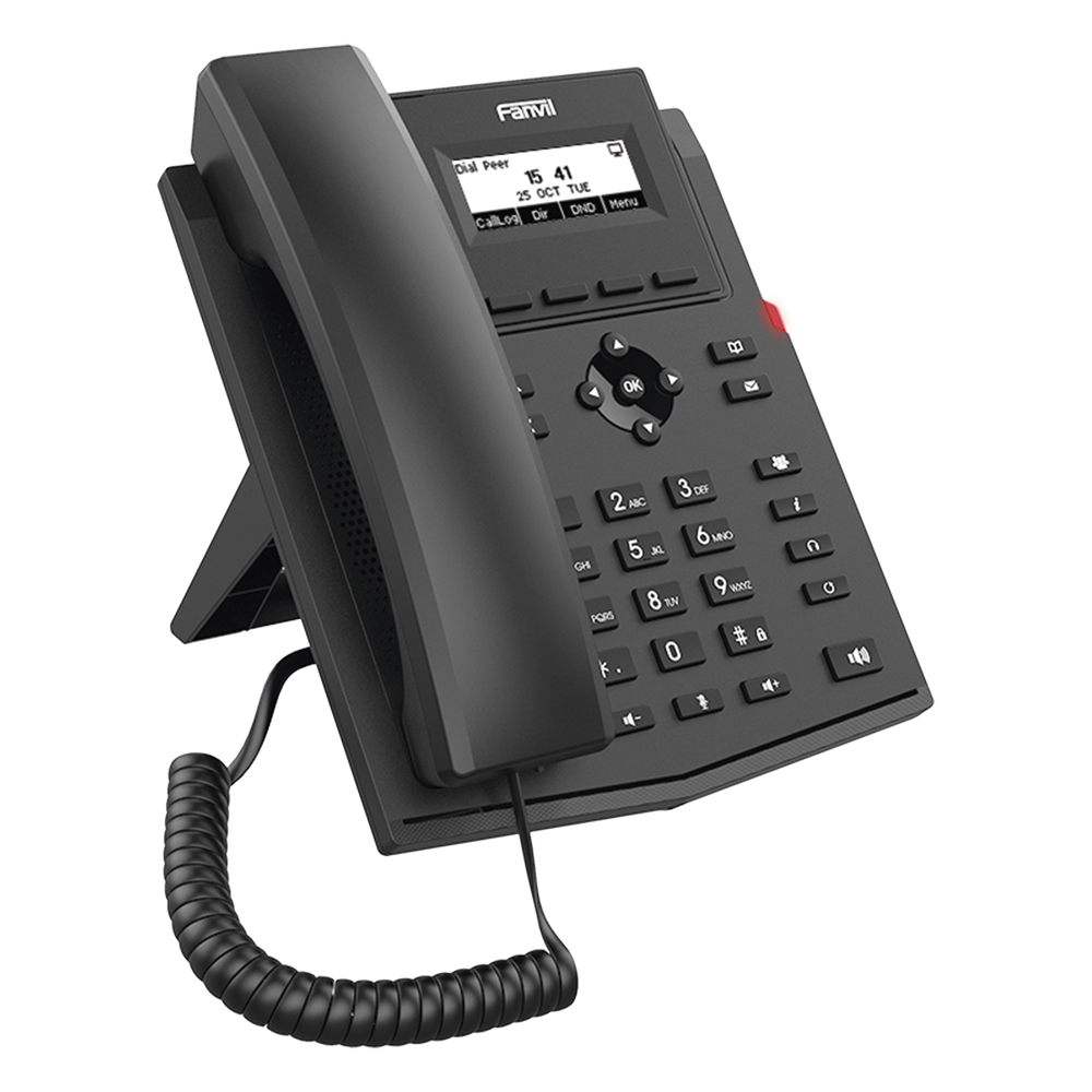 Teléfono IP / 2 Líneas SIP / Pantalla LCD 2.3" 132x64 / Audio HD G.722 y Opus / Conferencia 6 Vías / PoE 802.3af / Puertos Ethernet Duales Gigabit / Soporte EHS