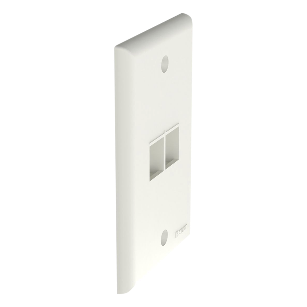 Placa de Pared Vertical, Salida Para 2 Puertos Keystone, Color Blanco Mate