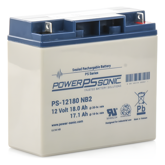 Batería 12V, 18AH, Para Respaldo, Tecnologías AGM/VRLA, Diseño De Vida Útil 5 Años, Terminales Tipo NB2, Listada UL, Libre De Mantenimiento