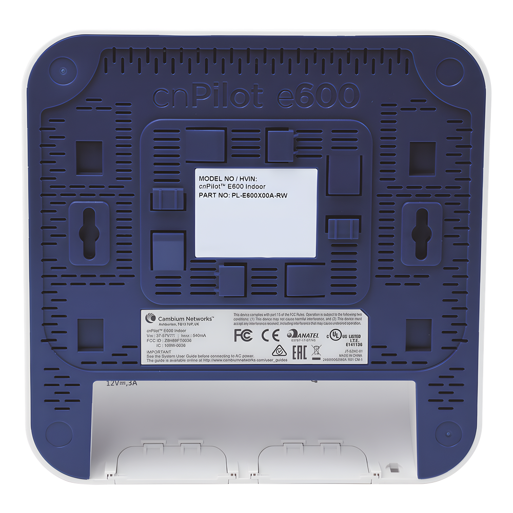 2.13 Gbps / Access Point cnPilote e600 Indoor / Alta cobertura y estable en ambiente saturados usuarios / Doble banda/ MU-MIMO 4X4 / Antena Omnidireccional / 512 Usuarios