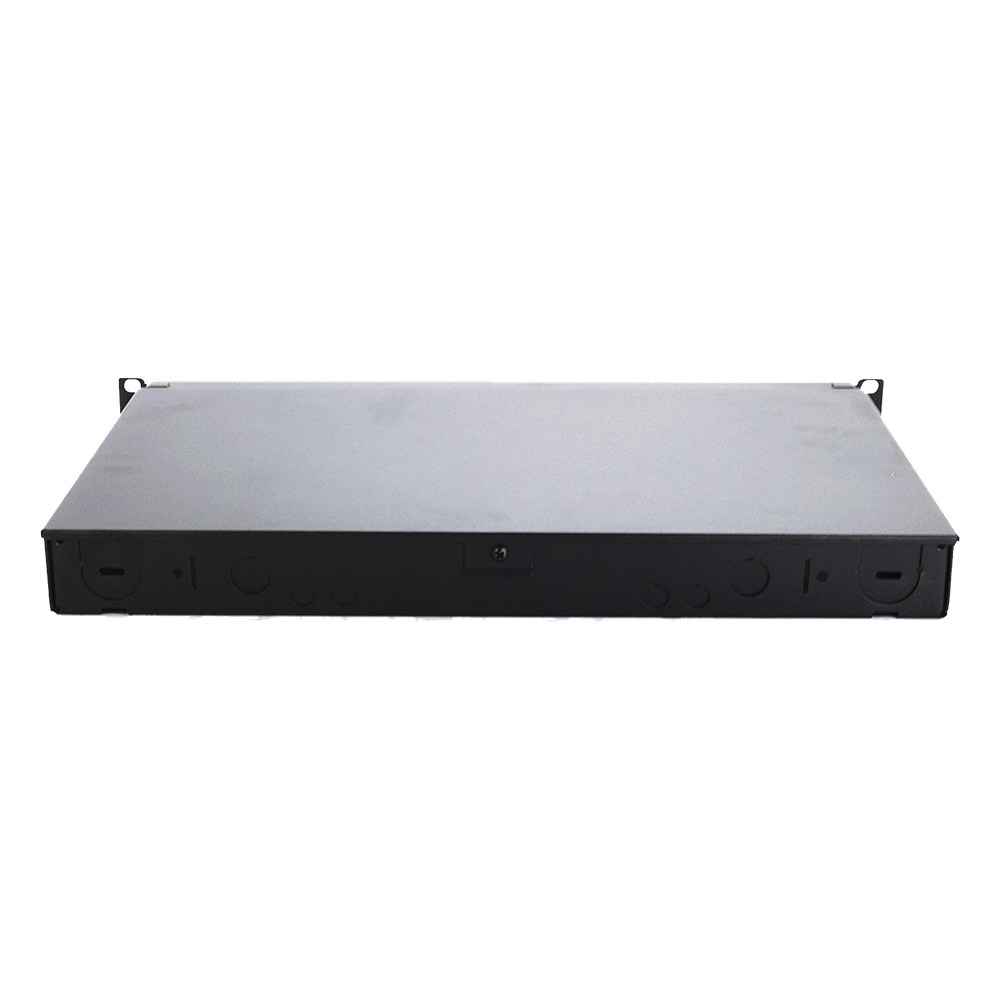 Panel de Distribución de Fibra Óptica, Acepta 4 Casetes QuickNet o Placas FAP/FMP con Panel CFAPPBL1 (No Incluido), Bandeja Fija, Hasta 96 Fibras, Color Negro, 1UR
