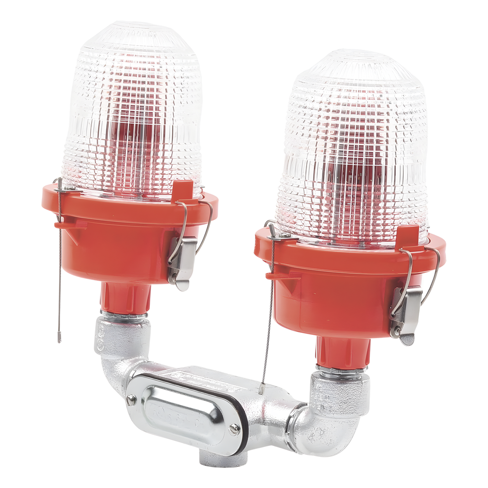 Lámpara de Obstrucción Roja Certificada/ Luz Fija Tipo L-810 Doble LED/ 120 - 240 Vca/ Luz Infraroja