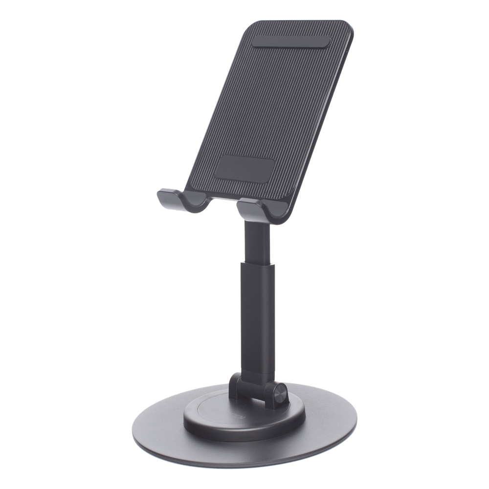 Soporte para Teléfono Celular Giratorio | 360° de Rotación | Angulo Ajustable | Altura Ajustable 17-20cm  | Antideslizante | Ejes Giratorios de Alta Precisión| Plegable | Aluminio | Color Gris