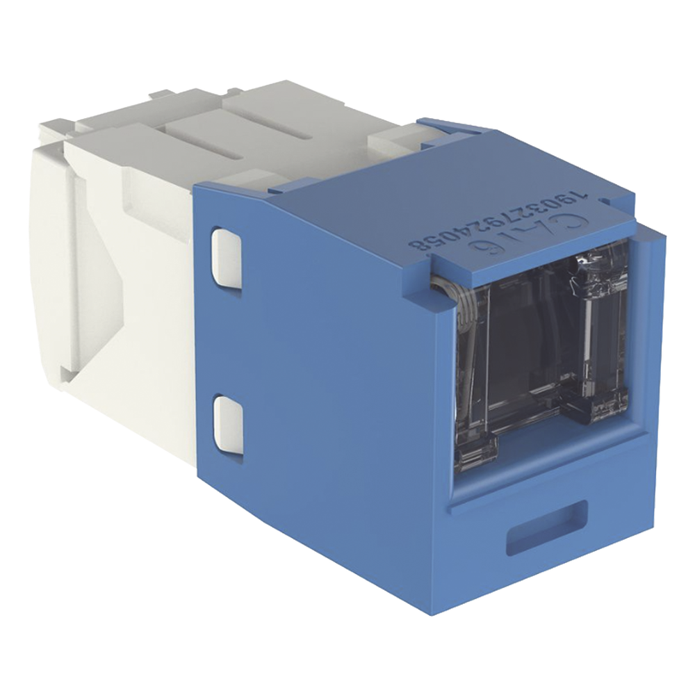 Conector Jack RJ45 Estilo TG con Ventana, Mini-Com, Categoría 6, de 8 Posiciones y 8 Cables, Color Azul